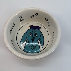 Signature Houseware Cat Dish Jester Ursula Dodge Large Stoneware Bowl Fish Heart